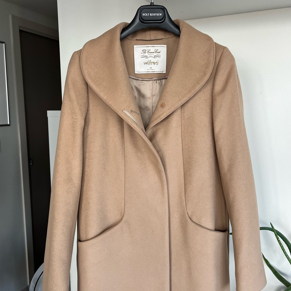Aritzia Wilfred The Cocoon Long Camel New Elegant Wool Cashmere Coat Size XS - Picture 10 of 17